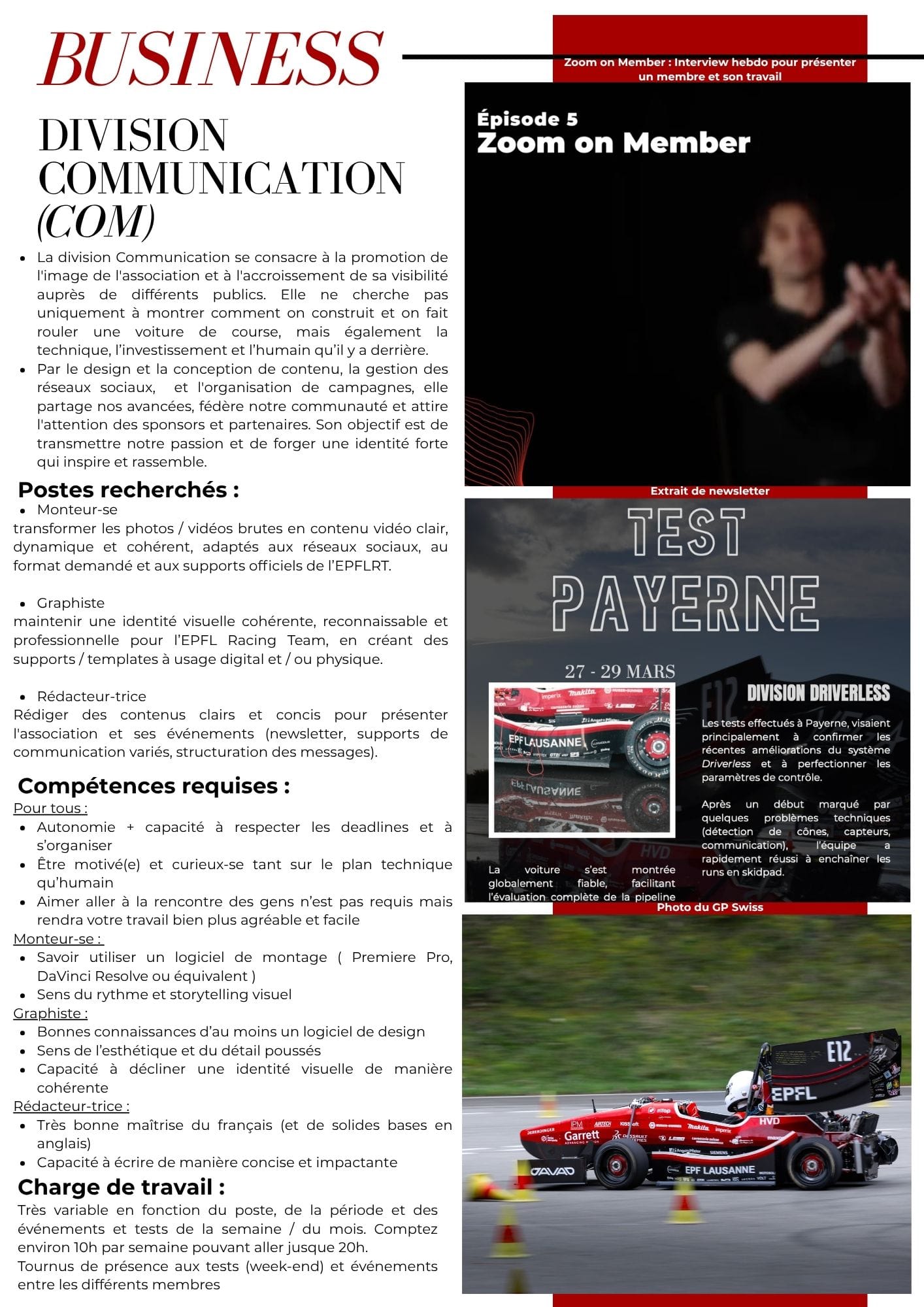 Page de la brochure de recrutement 8